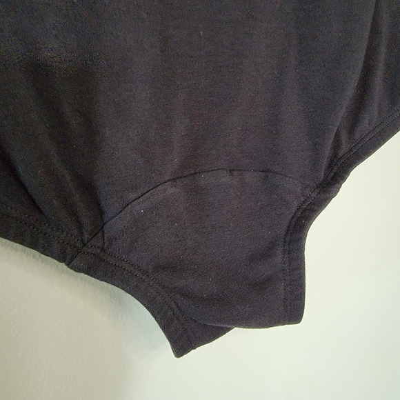 Comfort Choice Black Bodysuit snap closure Size Lg 3/4 length sleeves - Picture 6 of 7